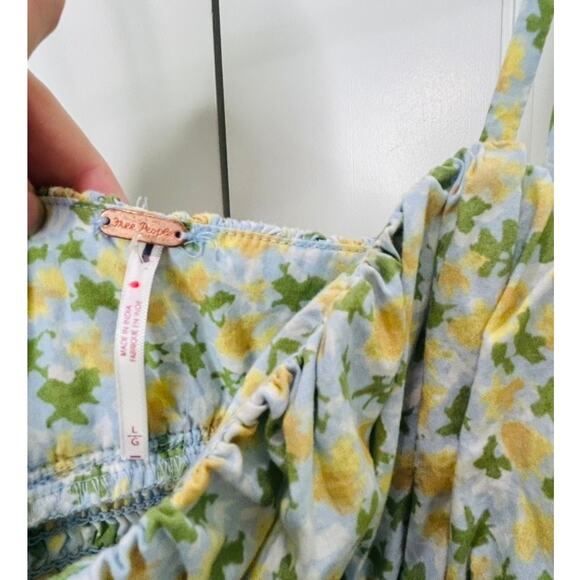 Free People $128 Lavender Daze Floral Smocked Drop Waist Midi Dress Size Large - Picture 6 of 10